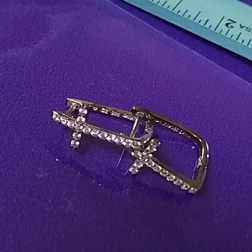 Cross Cz Solid Silver Earrings - image 1